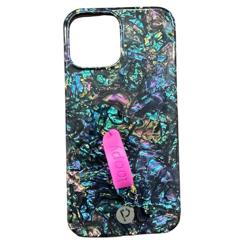 Loopy Case Iridescent Abalone Shell Phone Case with Pink Loop